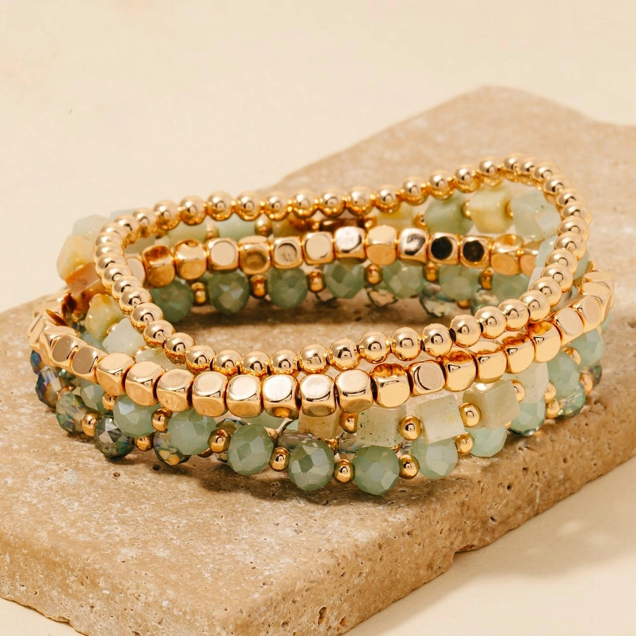 Cube Assorted Bead Bracelet Set