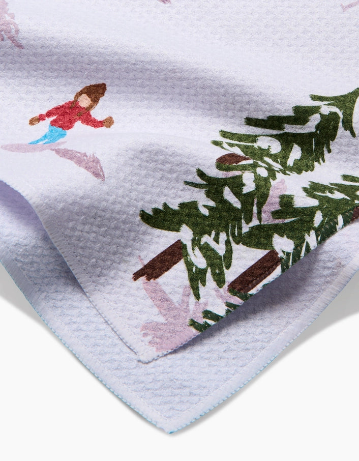 Winter Skiing Trip Kitchen Towel