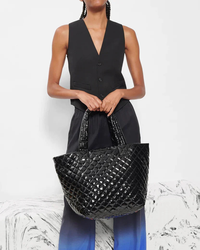 Medium Metro Tote Deluxe-Black Lacquer