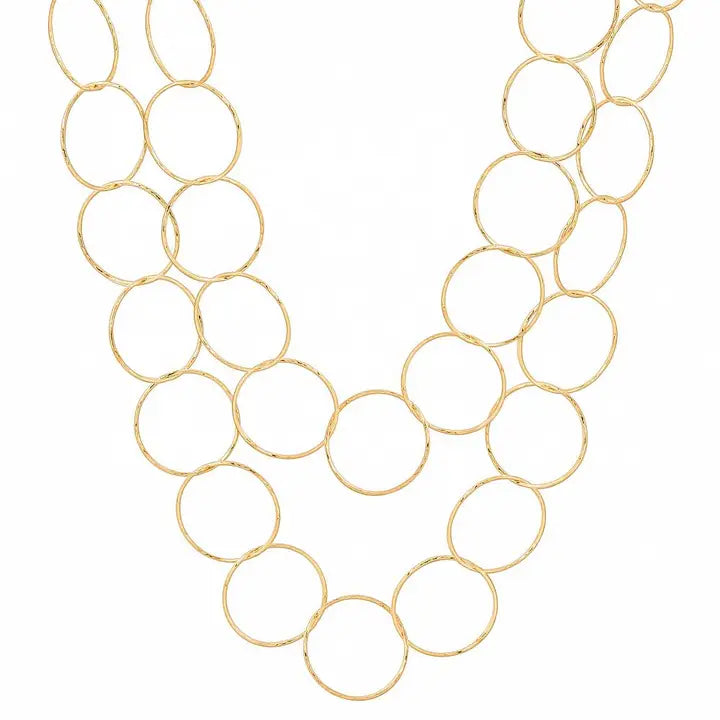 Diamond Cut Large Circle Necklace