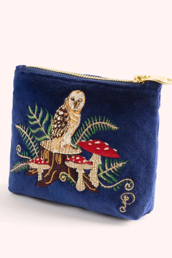 Woodland Owl Velvet Mini Pouch
