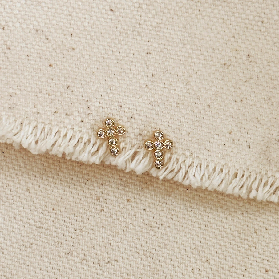 Mini Bezel Cross Studs
