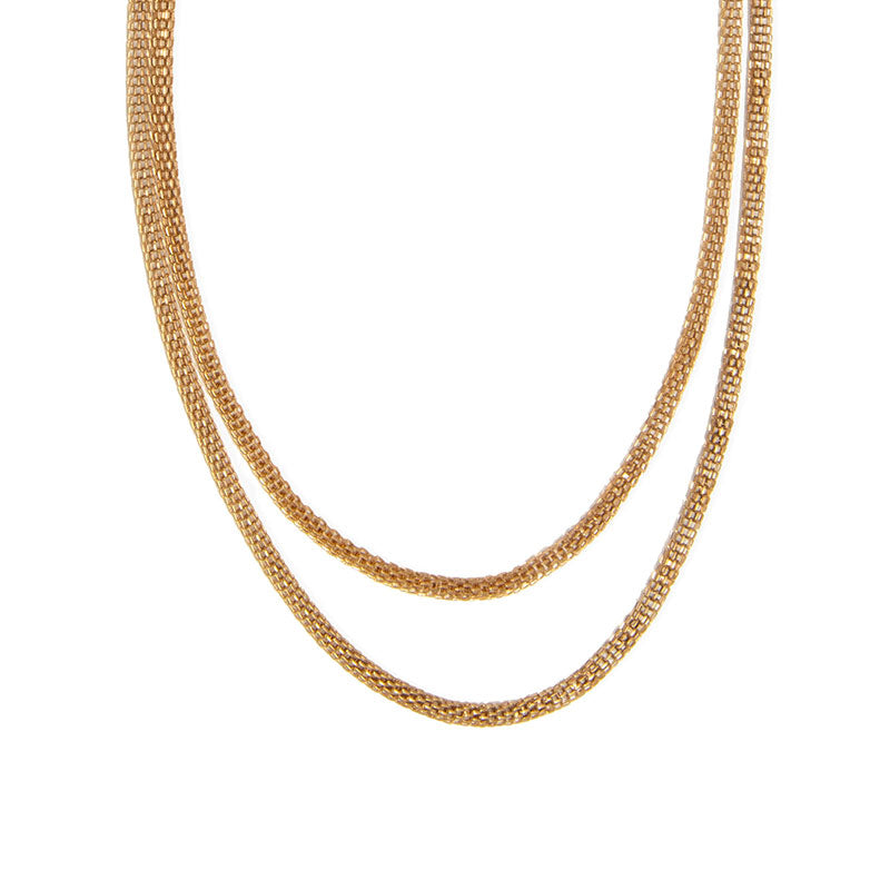 Two Row Mesh Chain Necklace