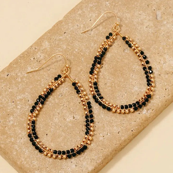 Mixed Beads Teardrop Earrings