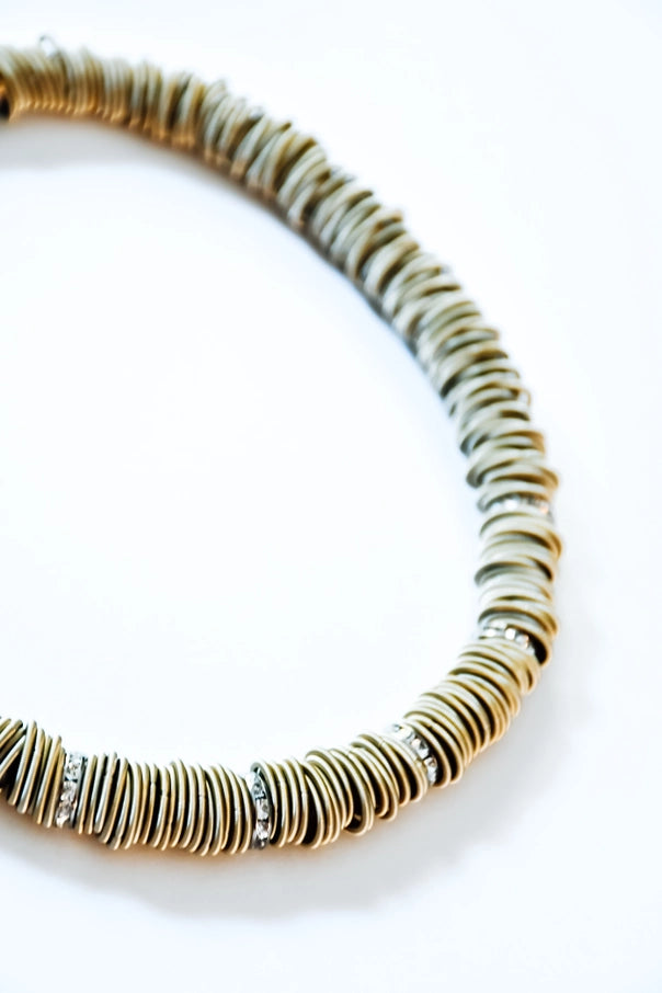 Bronze Rings Crystal Necklace