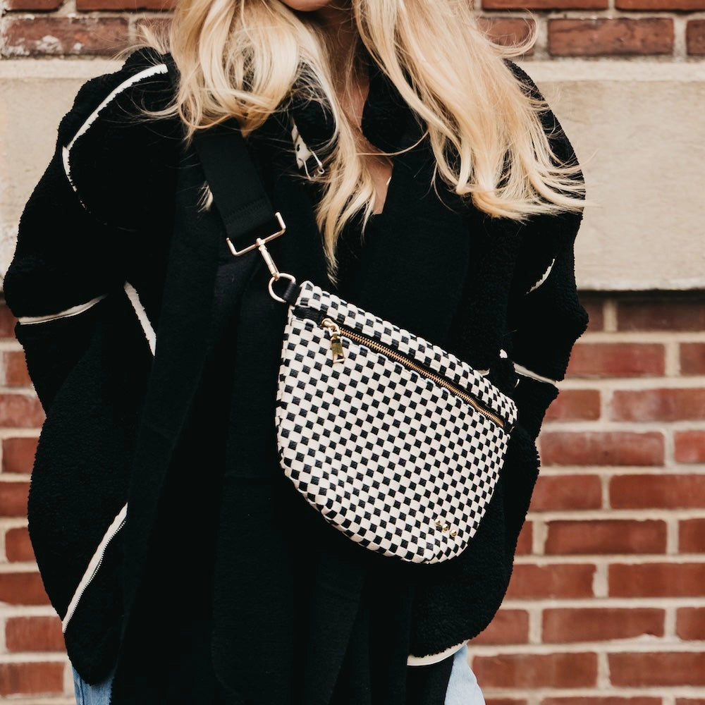 Checkered Woven Bum Bag