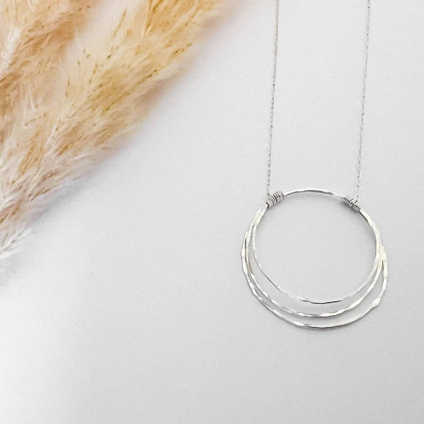 Triple Hammered Circle Necklace