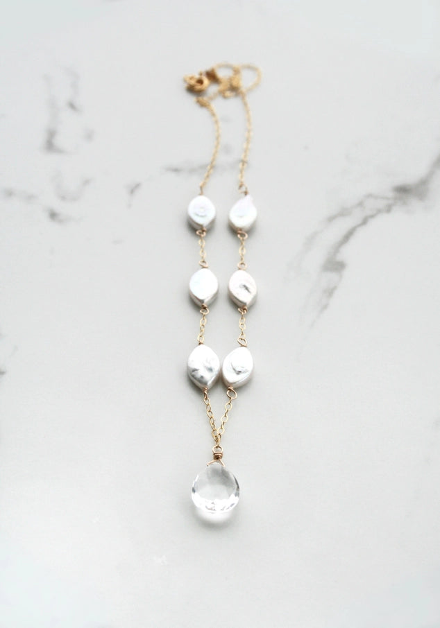 Oval Pearl Drop Necklace