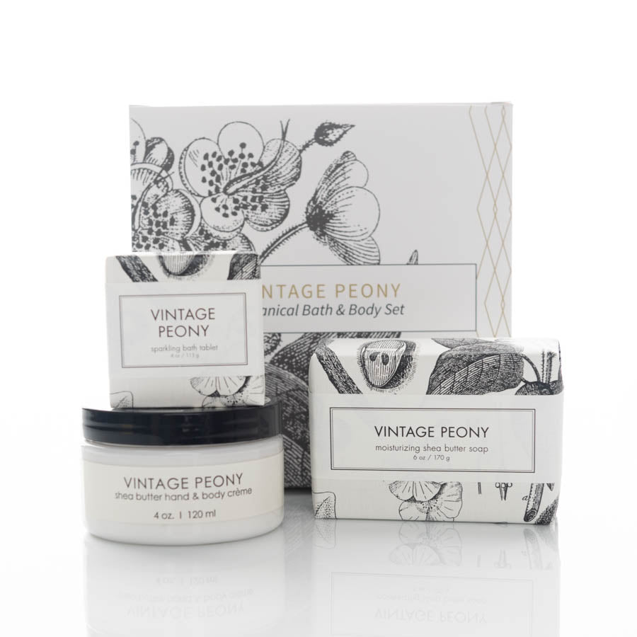 Vintage Peony Botanical Set