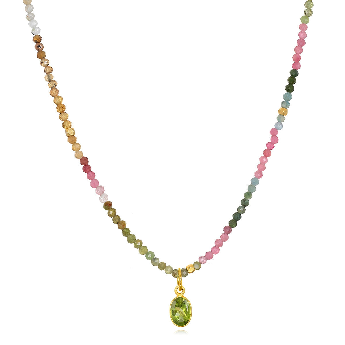 Tourmaline & Peridot Charm Necklace