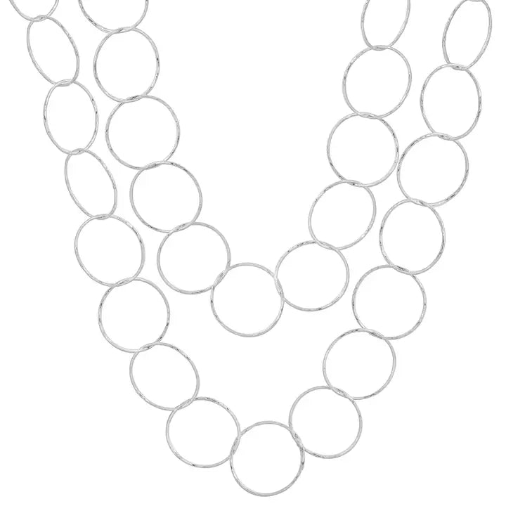 Diamond Cut Large Circle Necklace