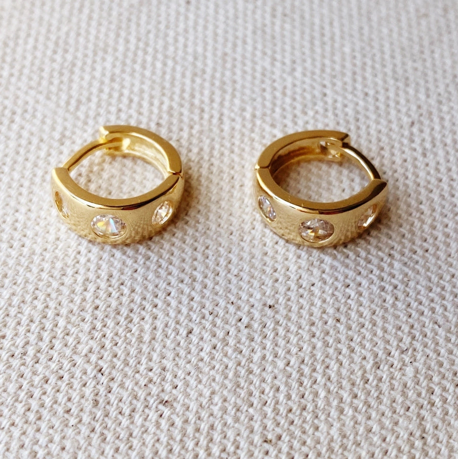 Cubic Zirconia Dotted Huggies