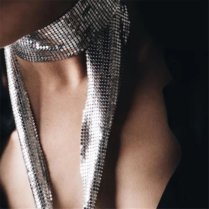Sequins Neck Tie Scarf