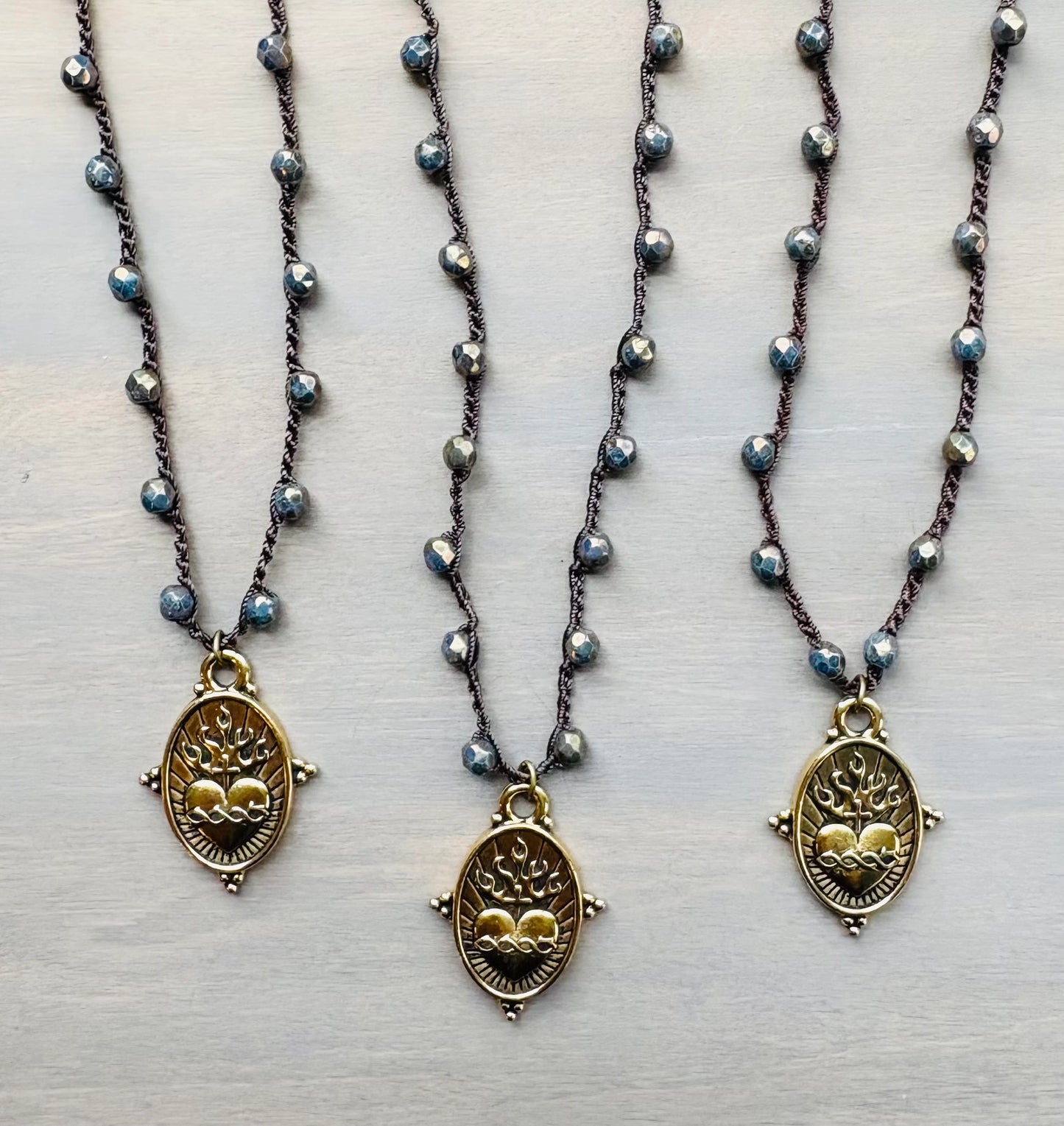 Sacred Heart Crocheted Necklace