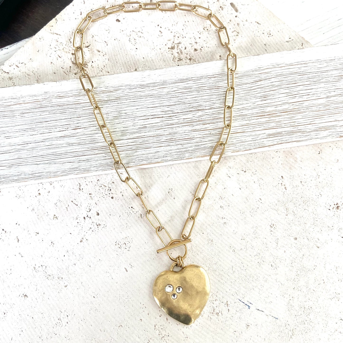 Large Hammered Heart Necklace