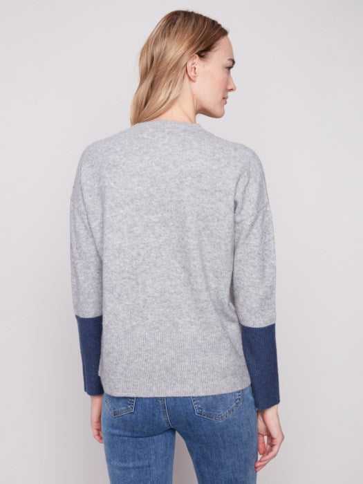 Color Block Crew Neck Sweater