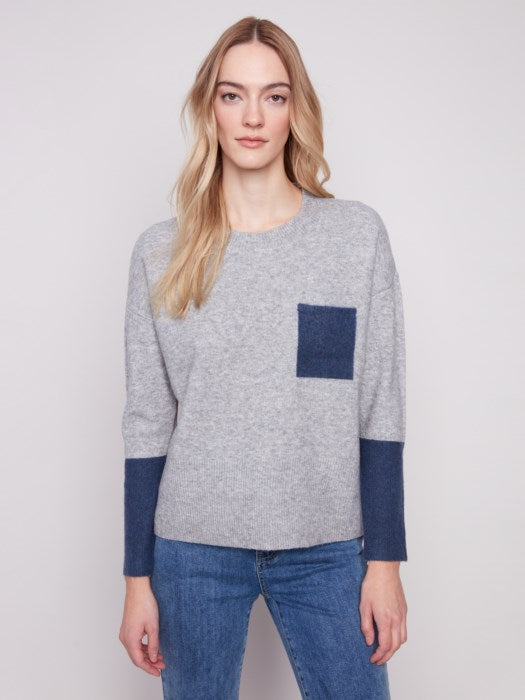 Color Block Crew Neck Sweater