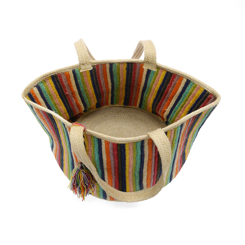 Georgie Stripe Jute Tote