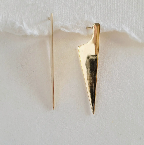 Brass Handmade Triangle Spear Spike Earrings
