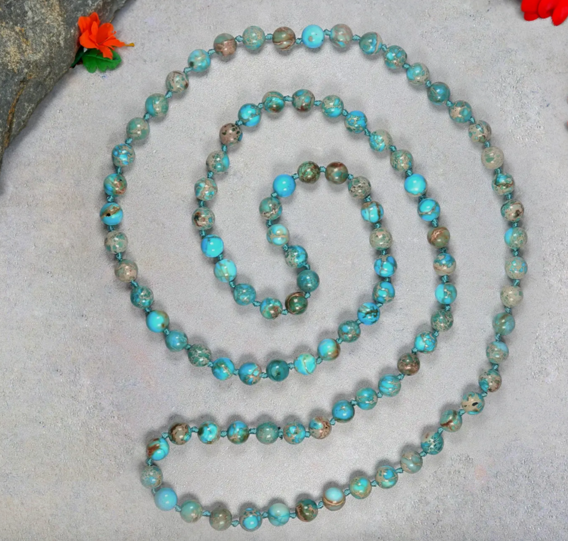 Polished Blue Ocean Jasper Necklace