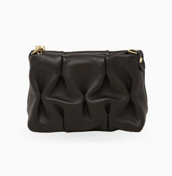 Quilted Leather Clutch - Black