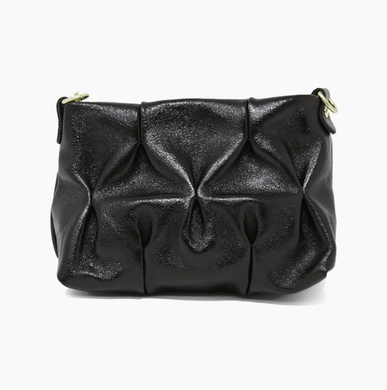 Quilted Leather Clutch - Metallic Blk