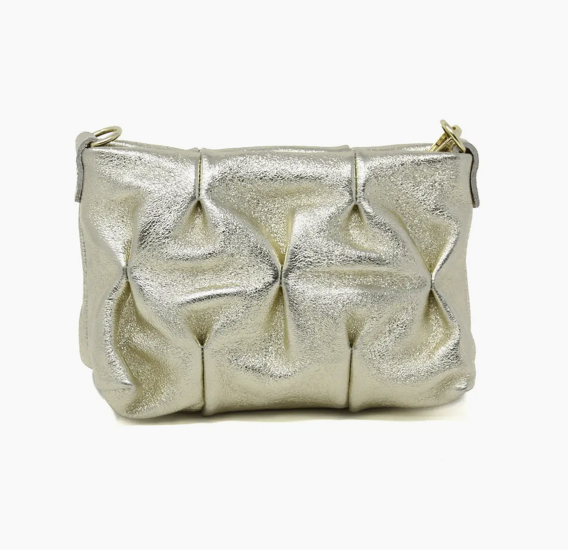Quilted Leather Clutch - Gold
