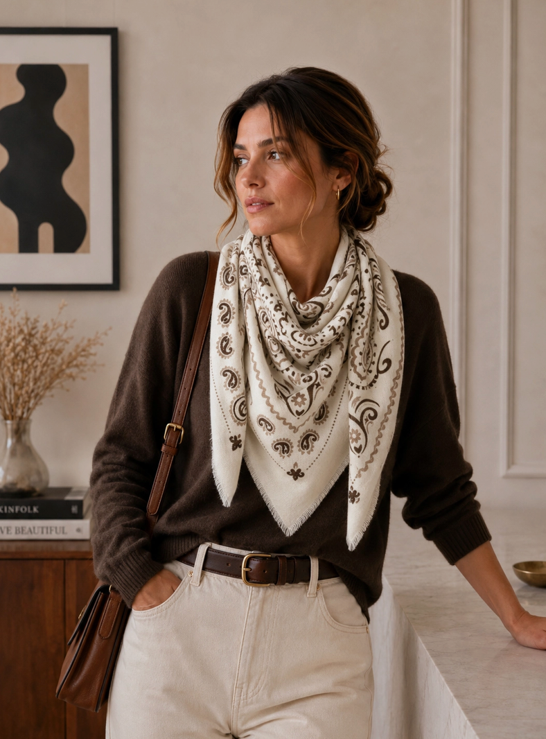 Bandana Scarf - Beige