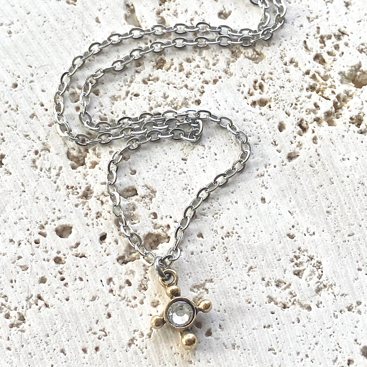 Tiny Crystal Cross Necklace