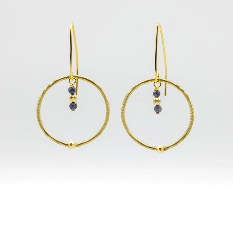 Sapphire Drop Wire Earrings