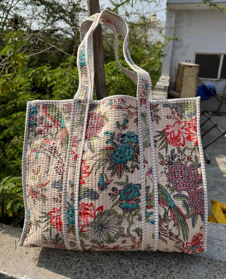 Tropical Bird Quilted Tote