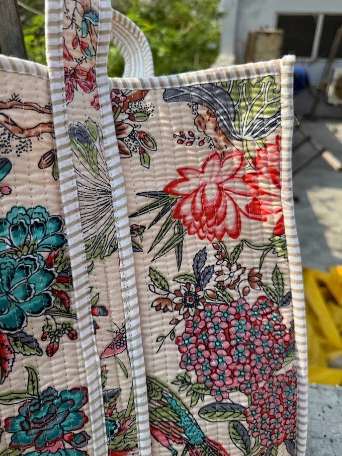 Tropical Bird Quilted Tote