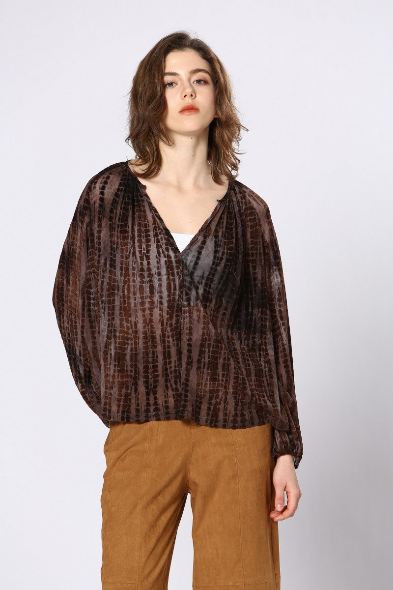 Velvet V-Neck Blouse