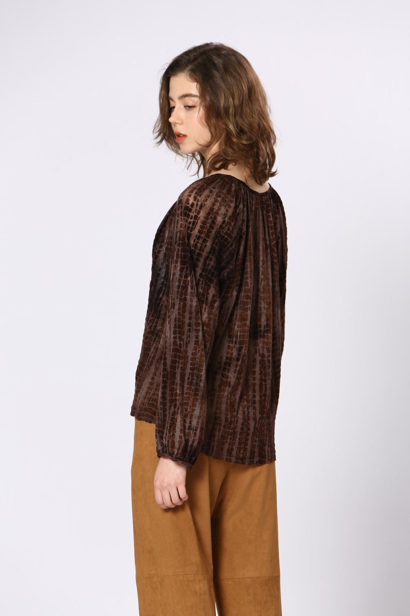 Velvet V-Neck Blouse