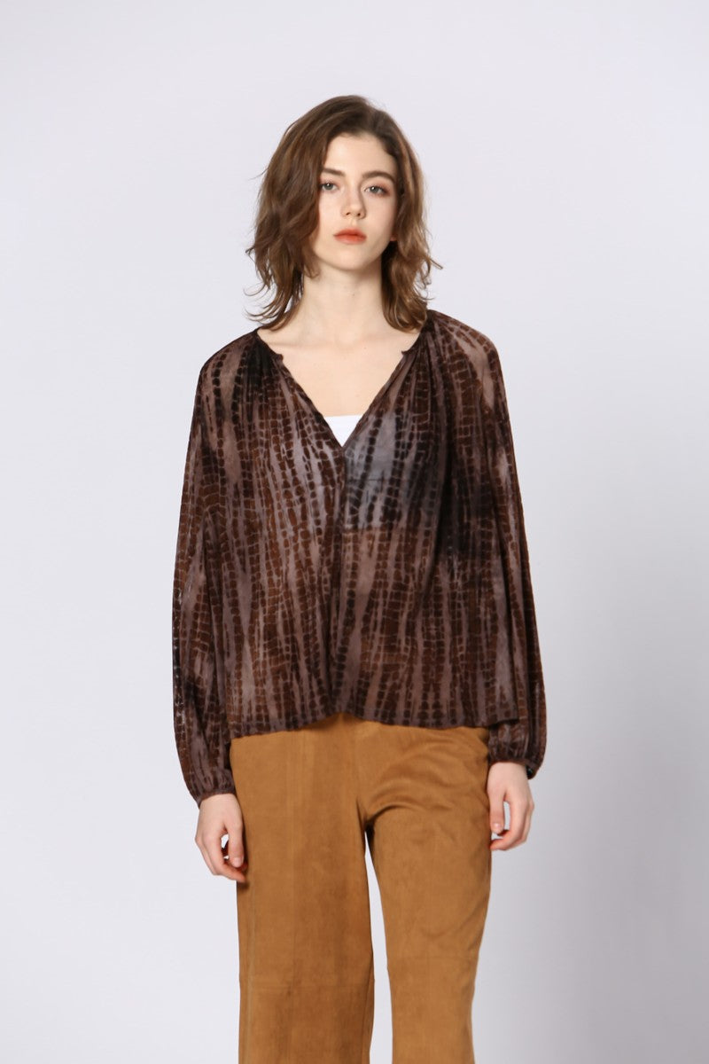 Velvet V-Neck Blouse