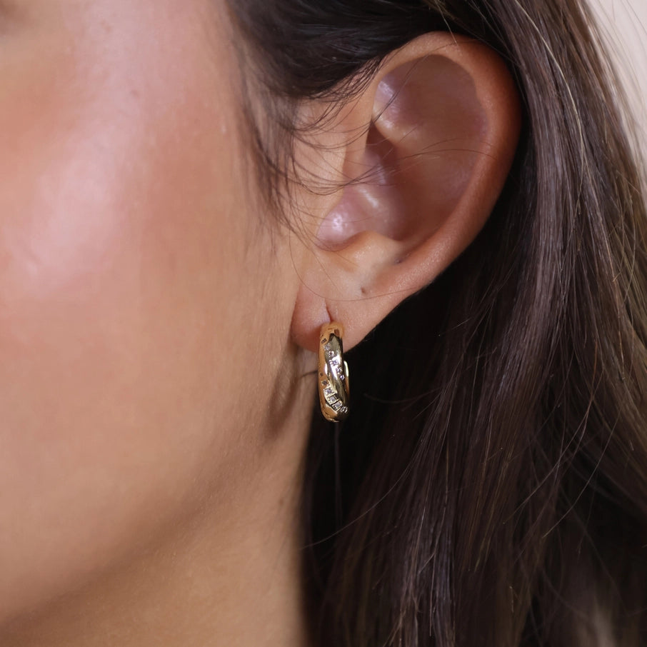 Ribbon Detail Cubic Zirconia Huggies