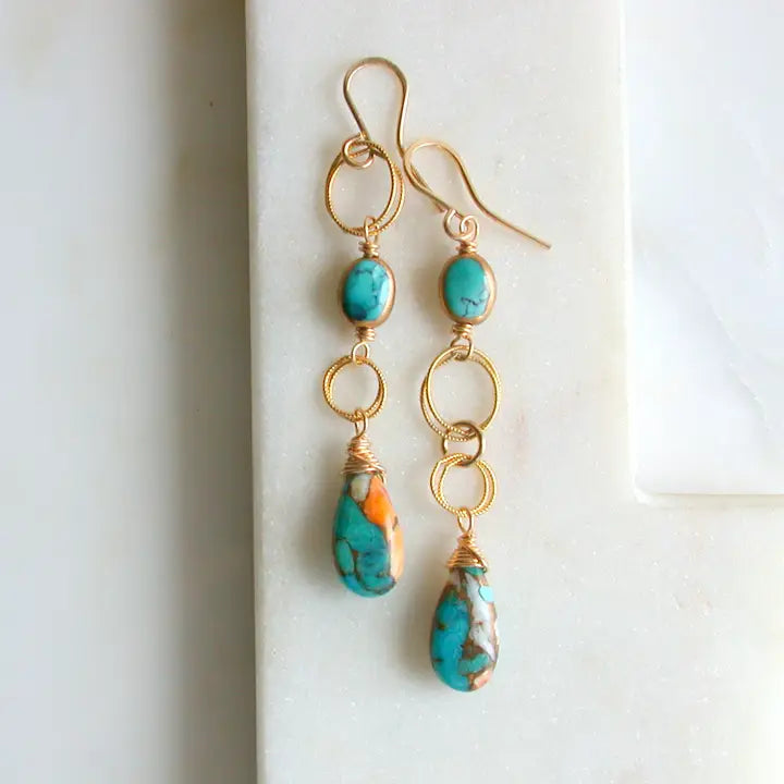 Oyster Turquoise Drop Earrings