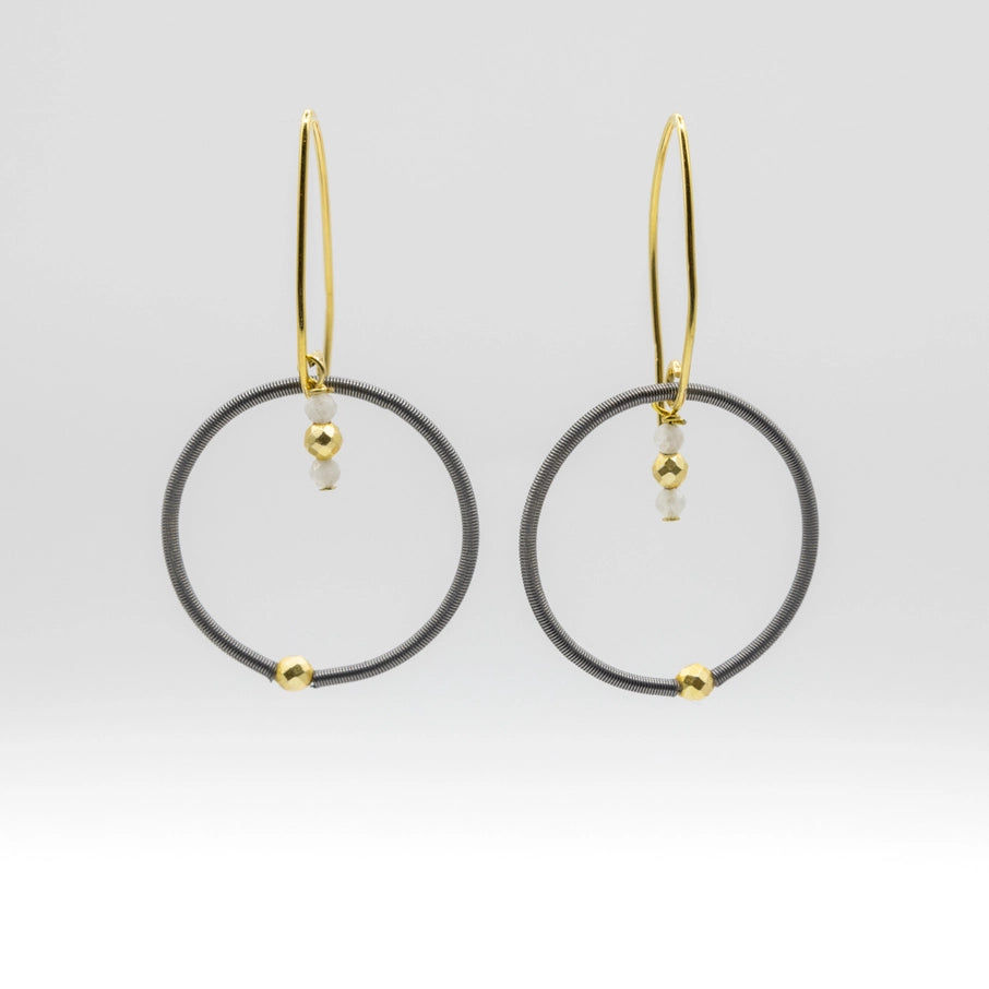 Moonstone Drop Wire Earrings