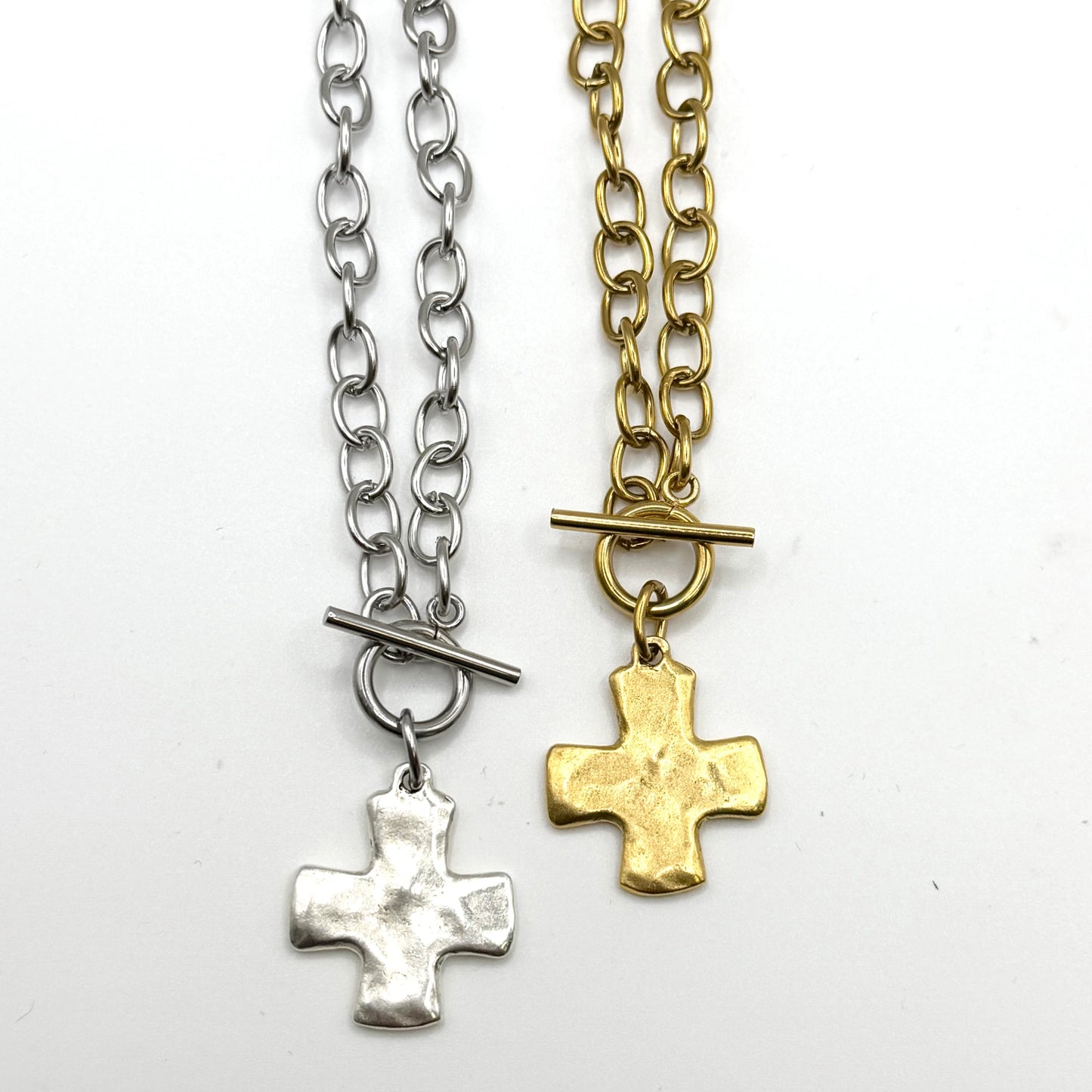 Hammered Cross Necklace