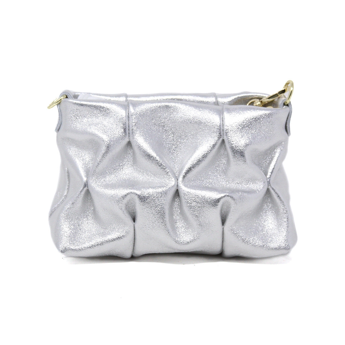 Quilted Leather Clutch - Silver