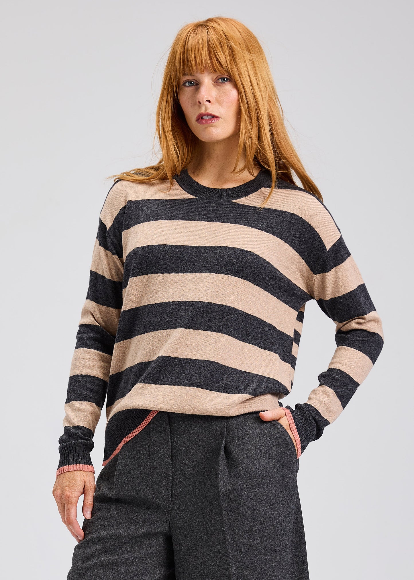 Multi Stripe Crew Neck Sweater