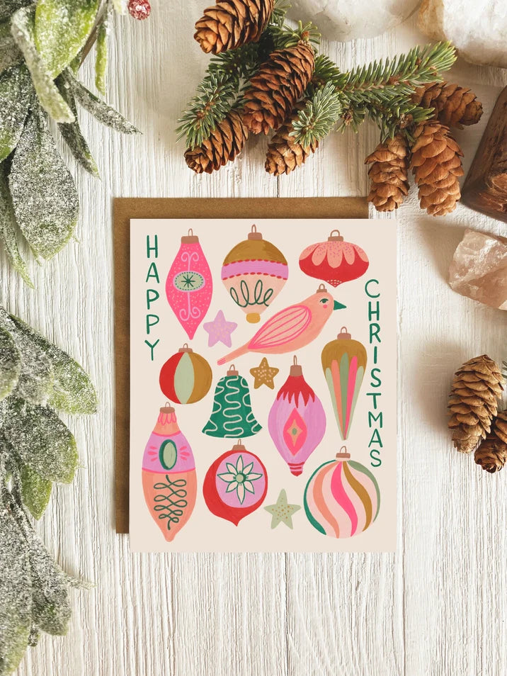 Retro Ornaments Christmas Card