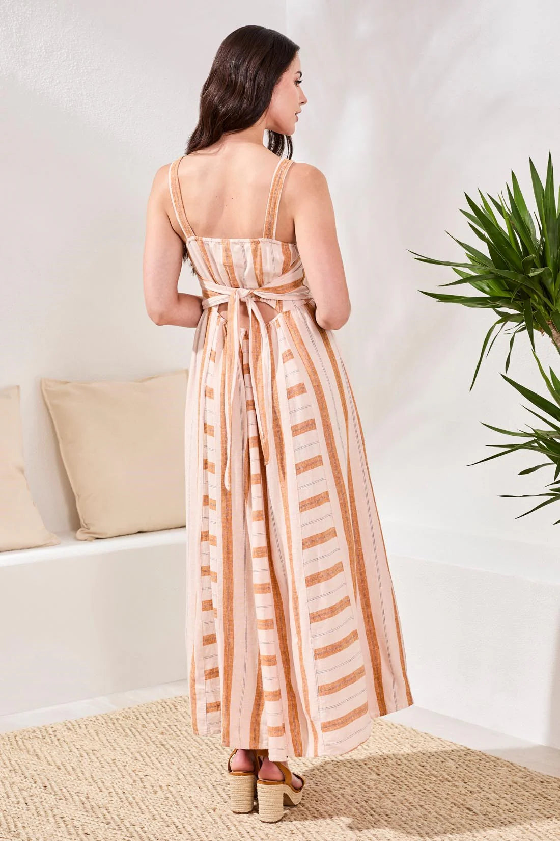 Striped Linen Maxi Dress