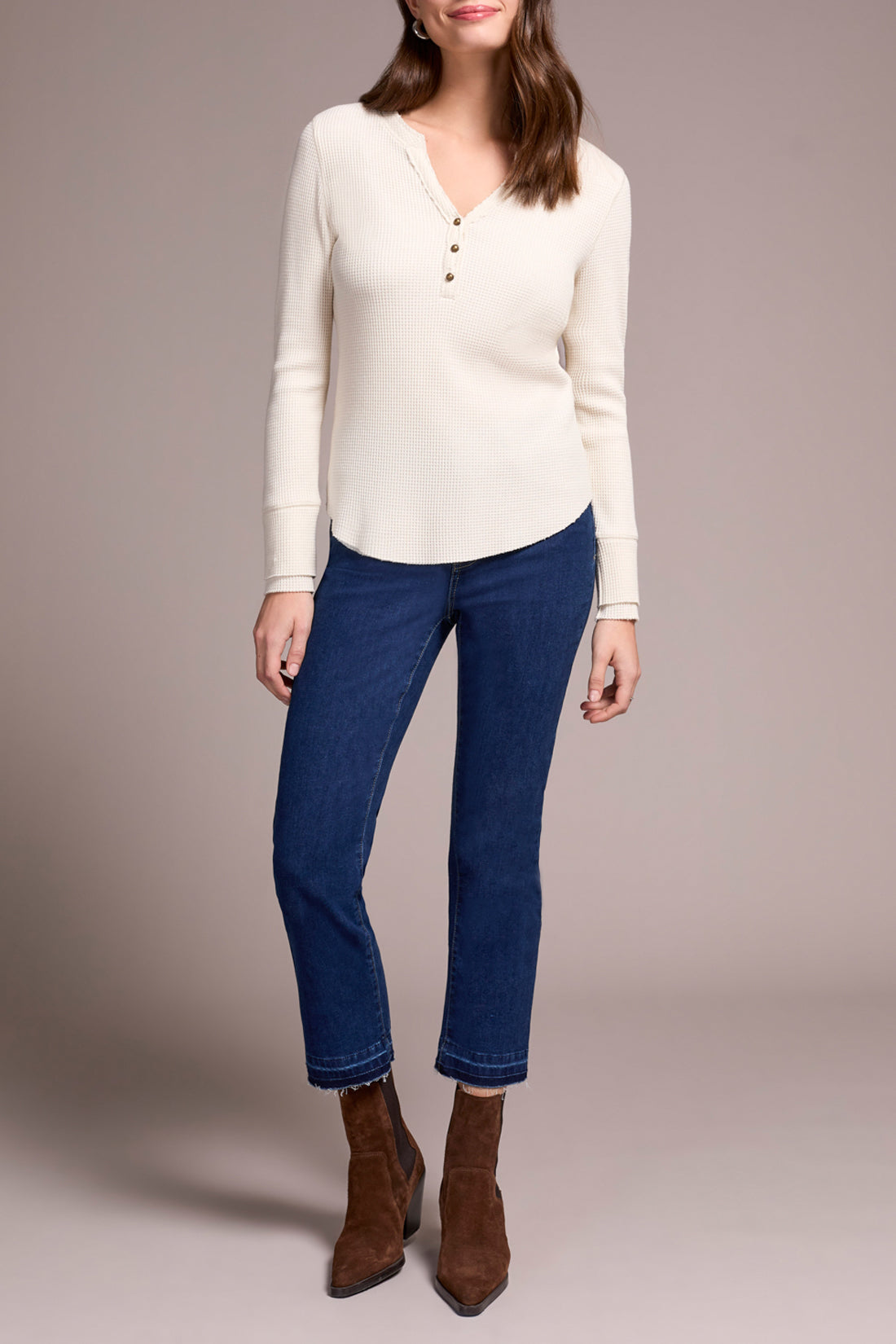Waffle Knit Henley Top