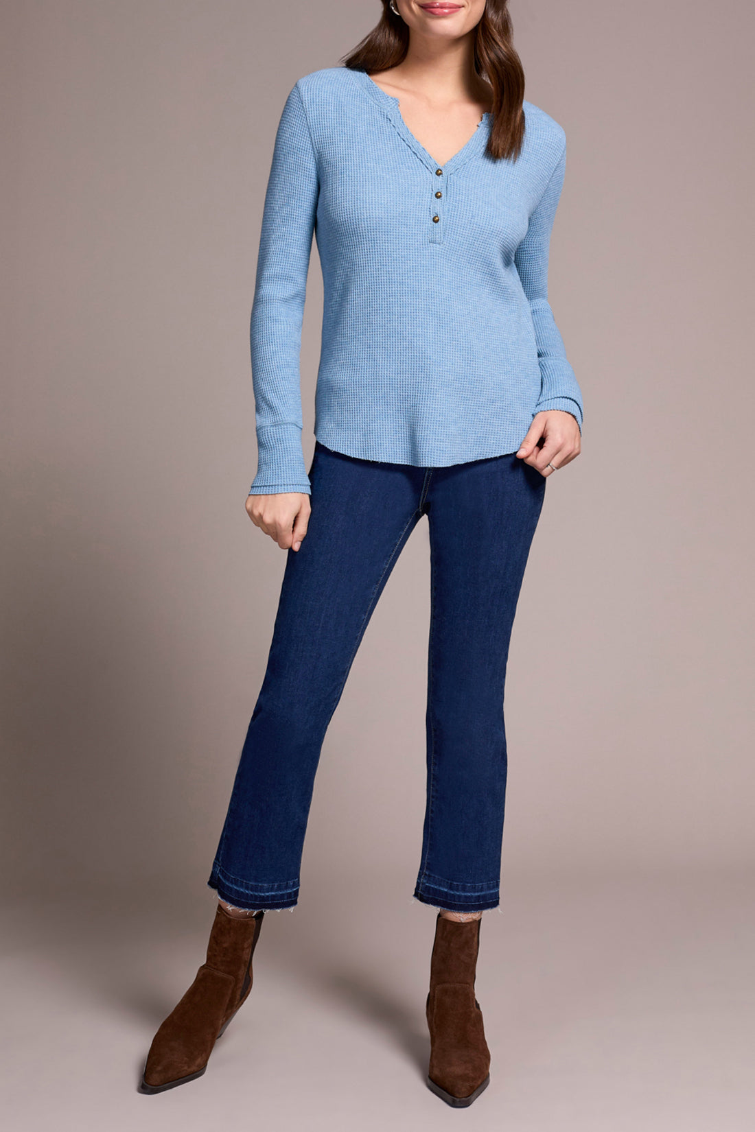 Waffle Knit Henley Top