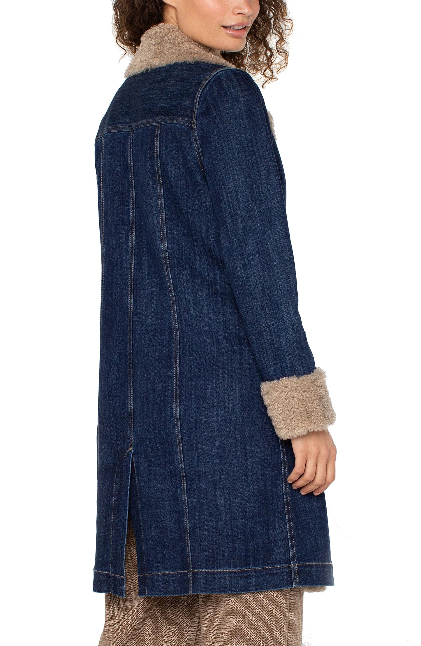 Sherpa Trim Notch Collar Jacket