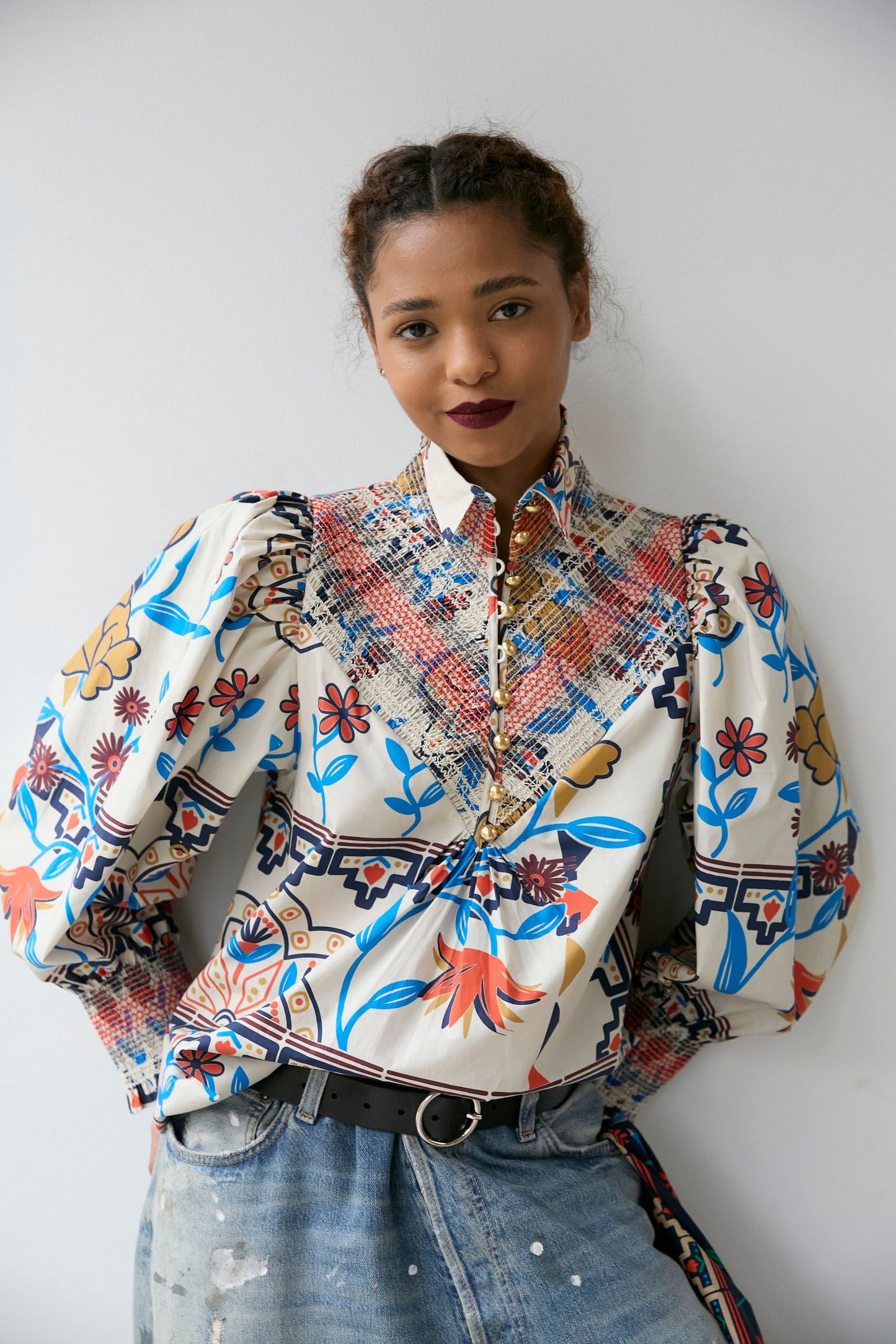 Floral Smocked Shirt