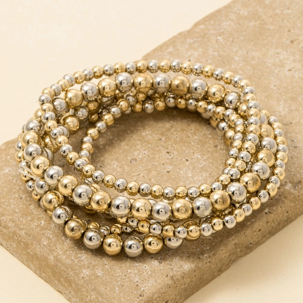 Two Tone Beaded Bracelet Set