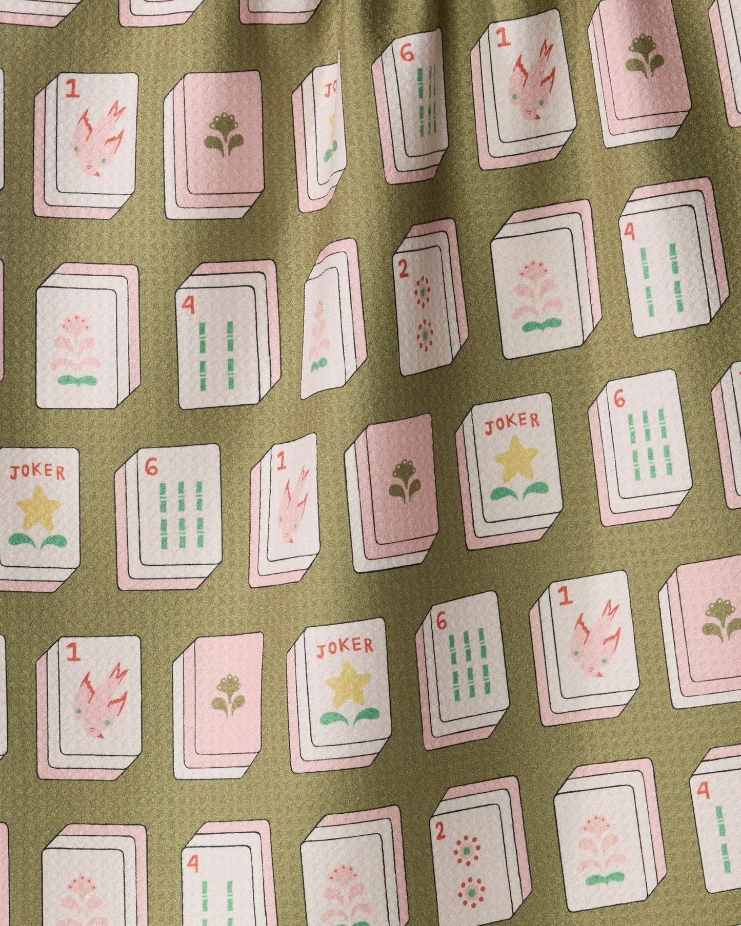Mahjong Flower Tiles Towel - Green