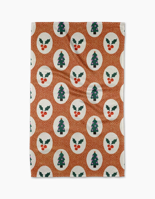 Vintage Holly Christmas Kitchen Towel